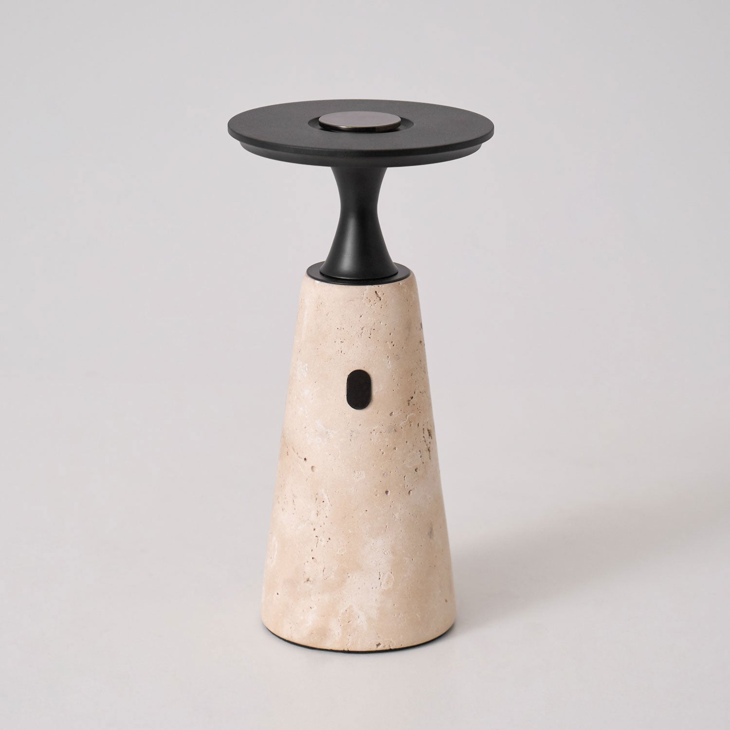 Vespera Sculptural Travertine Table Lamp - Neutralighting