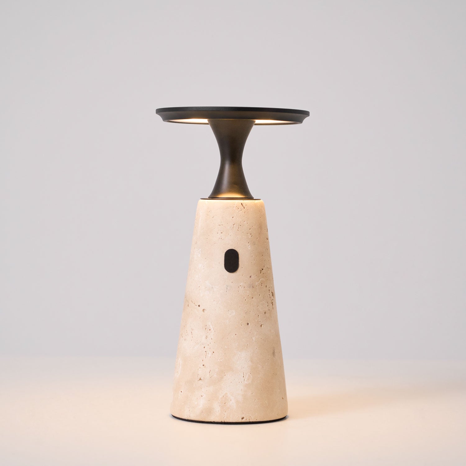 Vespera Sculptural Travertine Table Lamp - Neutralighting