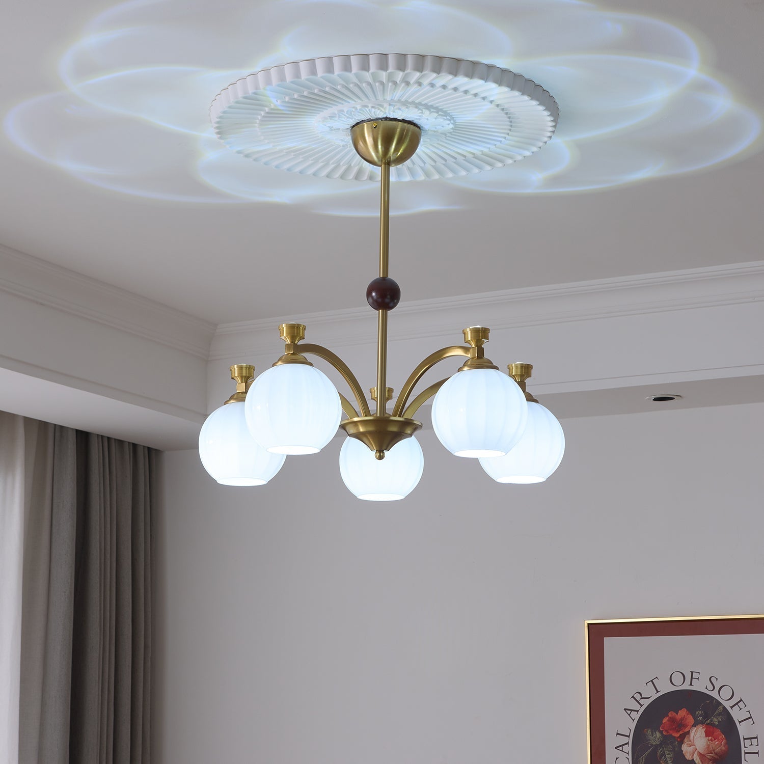 Usilia Eleganz Vintage Glas Holz Kronleuchter-Letslighting