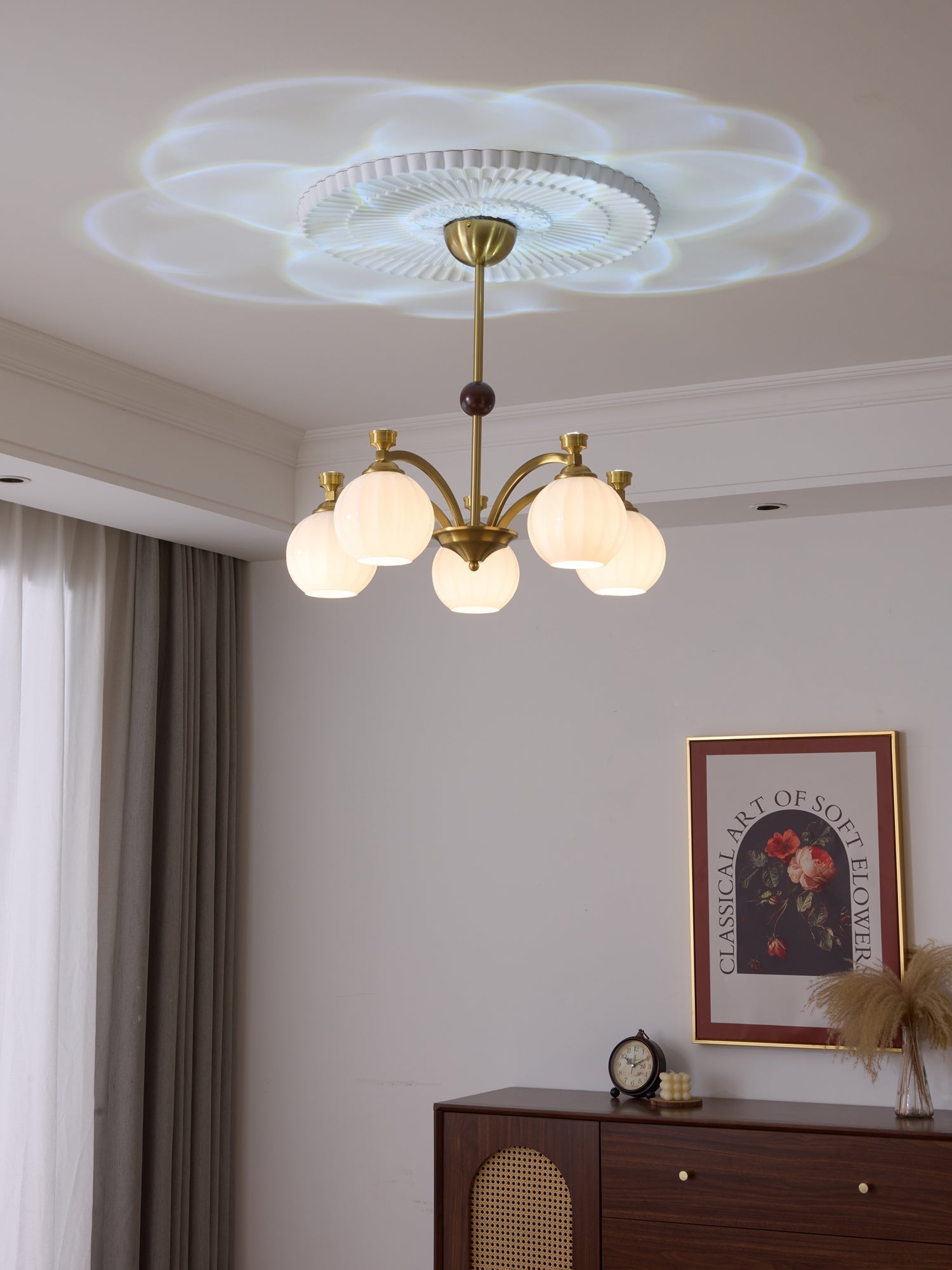 Usilia Eleganz Vintage Glas Holz Kronleuchter-Letslighting