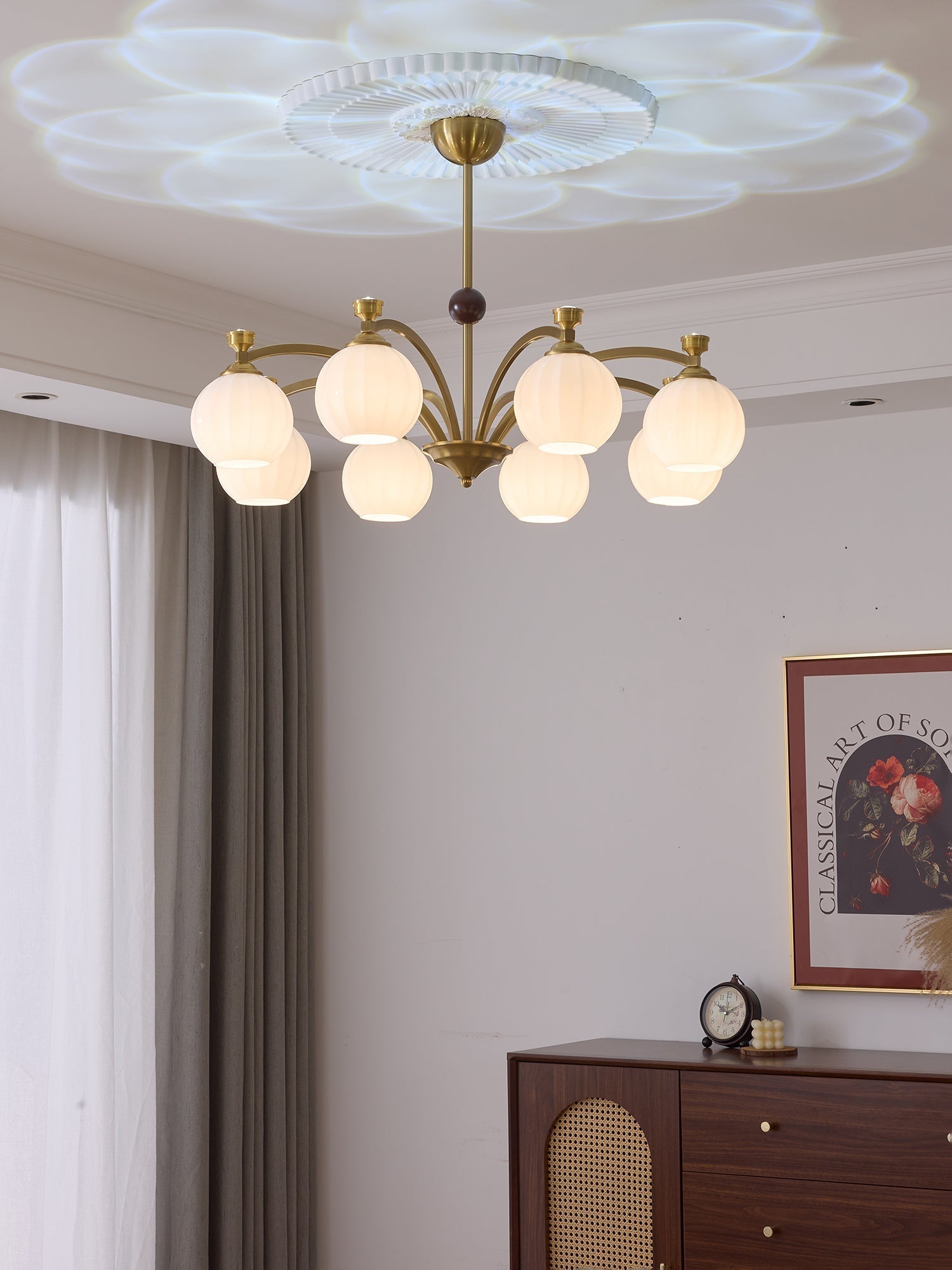 Usilia Eleganz Vintage Glas Holz Kronleuchter-Letslighting