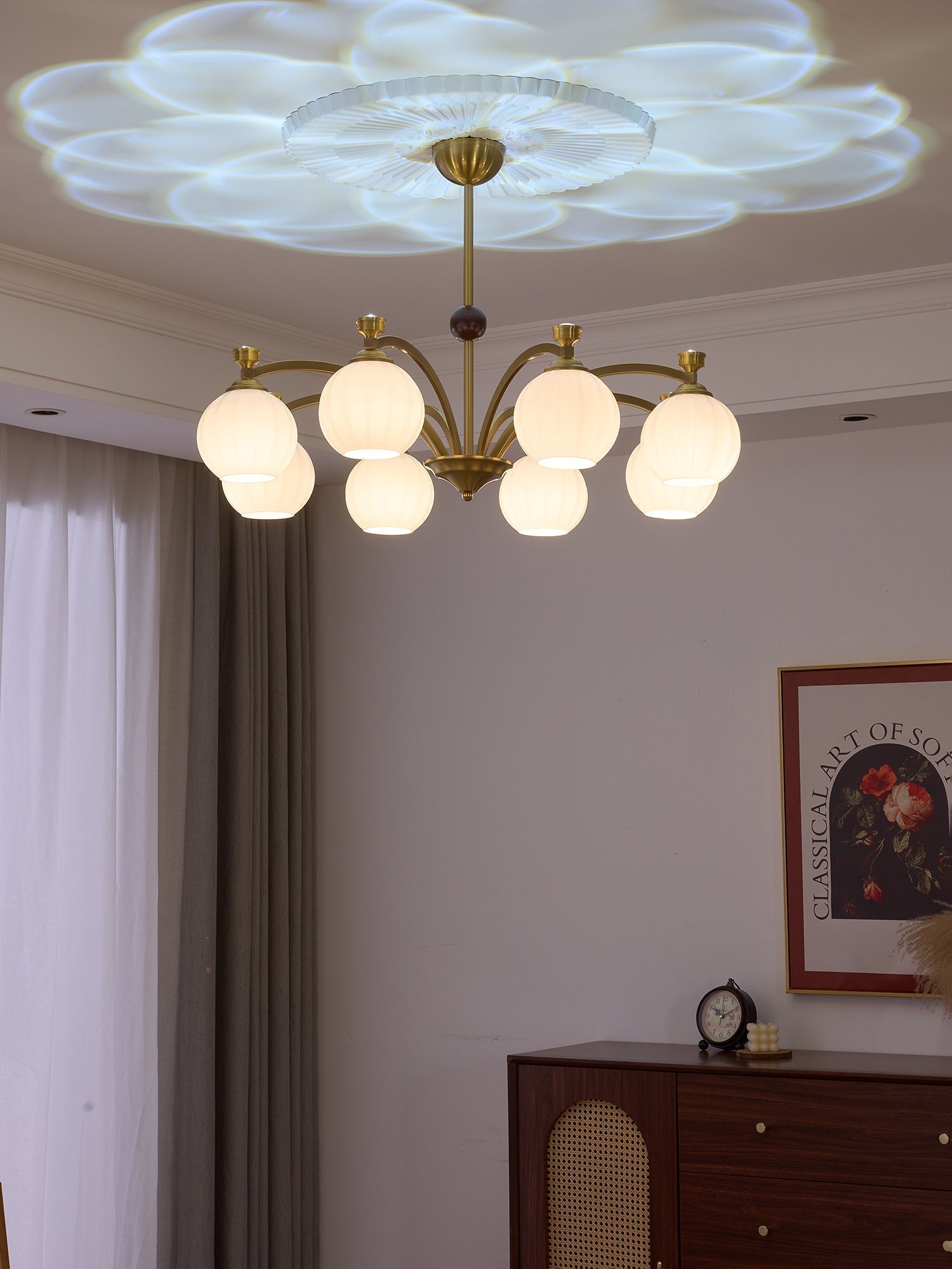 Usilia Eleganz Vintage Glas Holz Kronleuchter-Letslighting