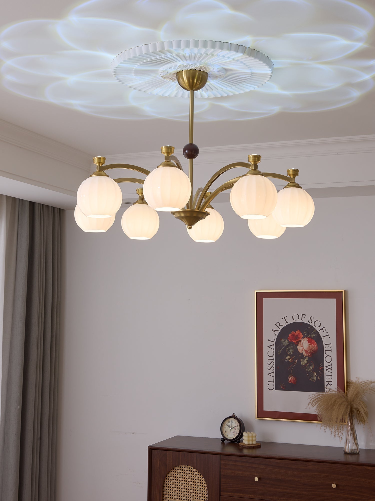 Usilia Eleganz Vintage Glas Holz Kronleuchter-Letslighting