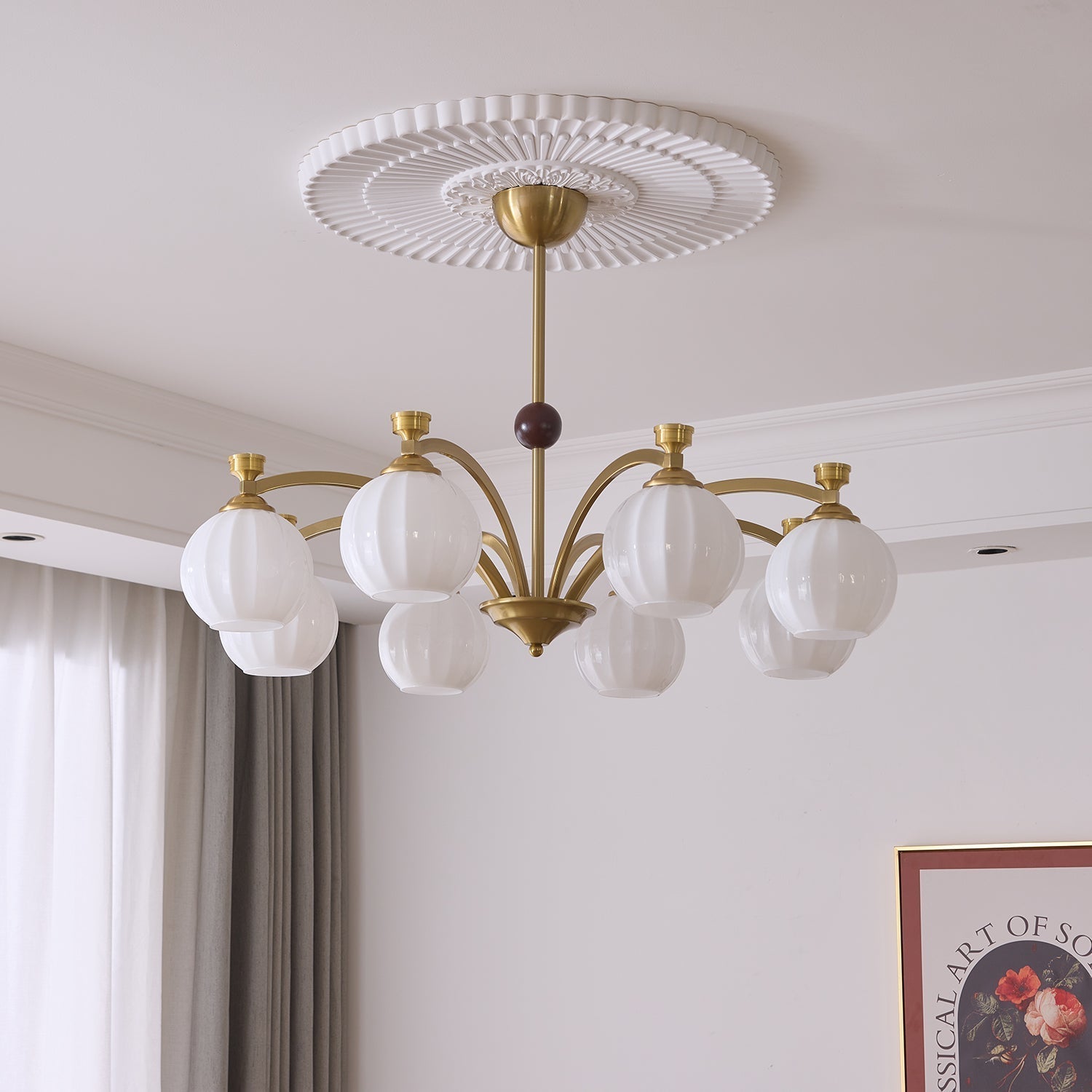 Usilia Eleganz Vintage Glas Holz Kronleuchter-Letslighting