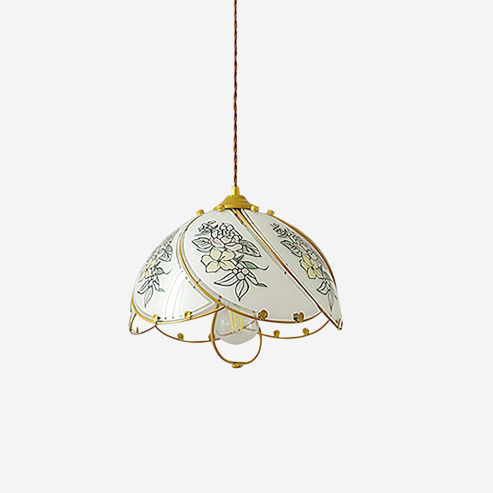 Pendelleuchte Glasblütenschirm Metallgestell Vintage-Letslighting