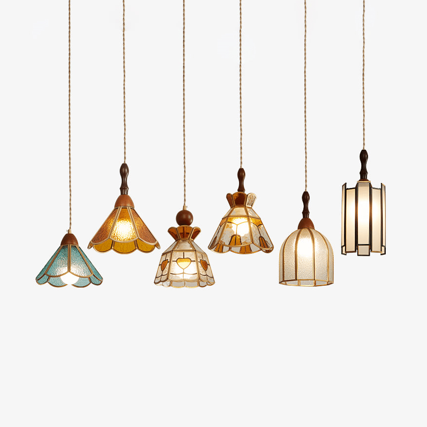 Florace Holz & Glas Vintage Pendelleuchte Lampe-Letslighting