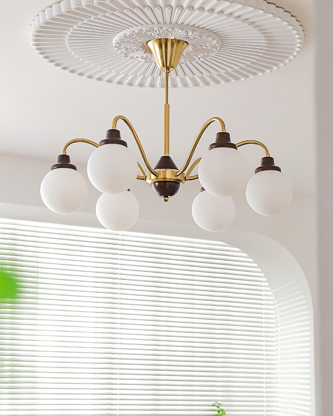 Marley Vintage Kronleuchter aus Holz und Glas-Letslighting