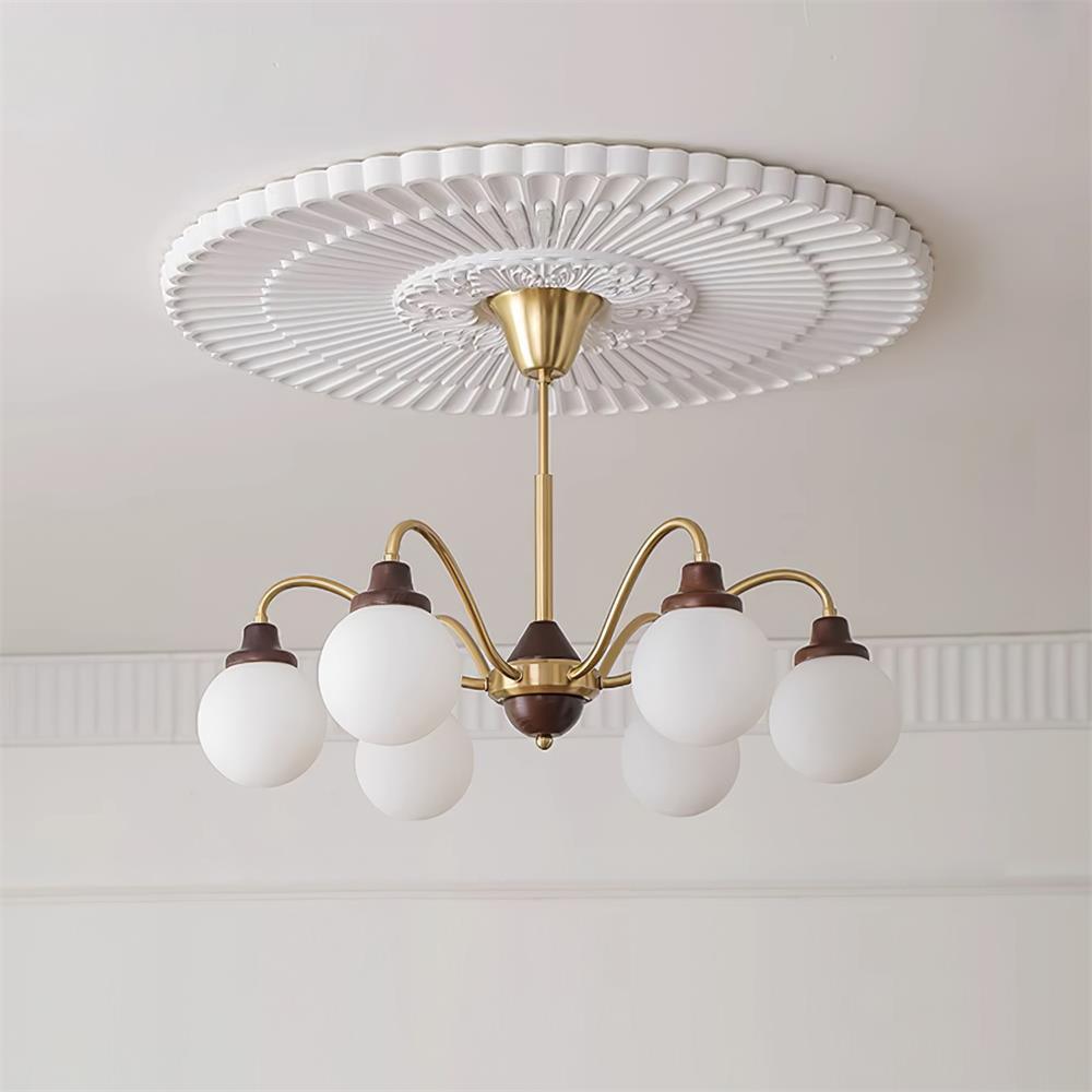 Marley Vintage Kronleuchter aus Holz und Glas-Letslighting