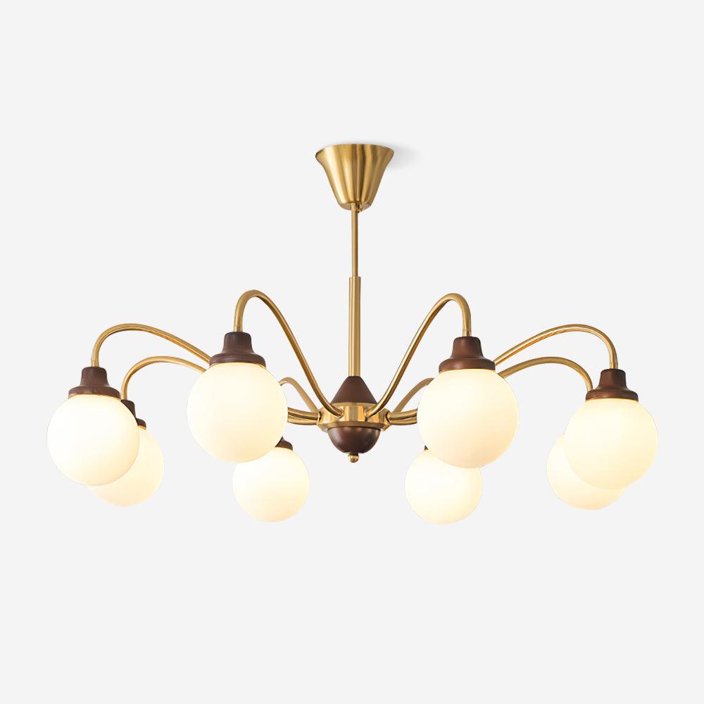 Marley Vintage Kronleuchter aus Holz und Glas-Letslighting