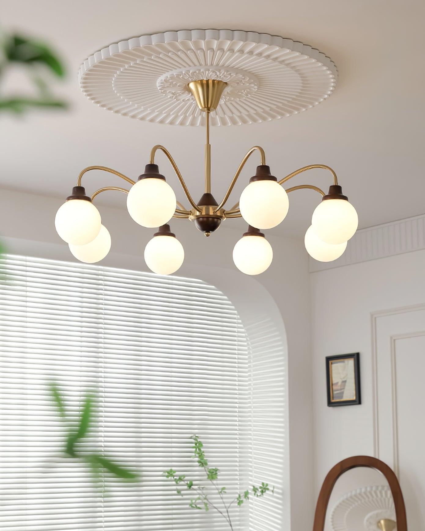 Marley Vintage Kronleuchter aus Holz und Glas-Letslighting