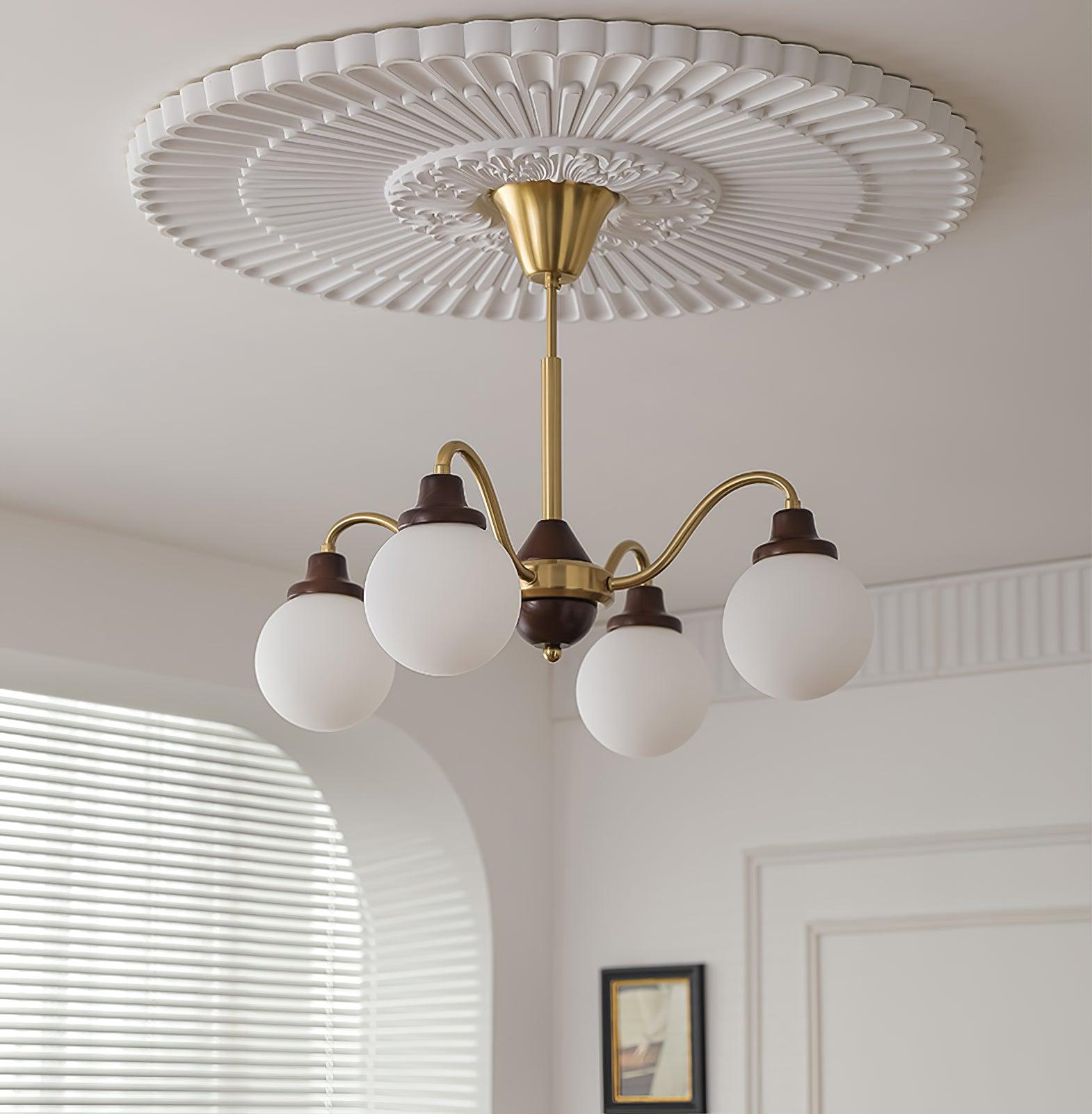 Marley Vintage Kronleuchter aus Holz und Glas-Letslighting