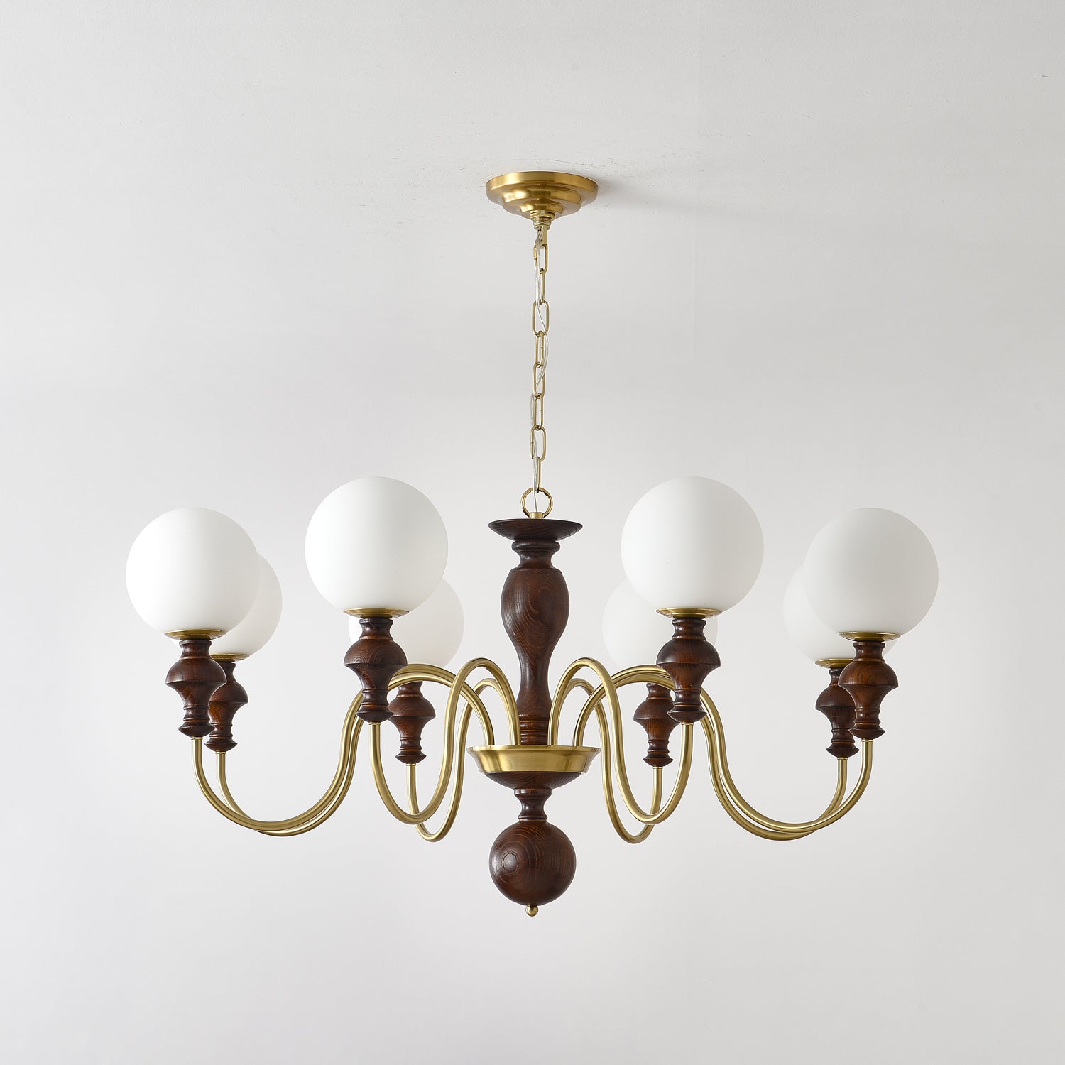 Lustra Kronleuchter Holz Messing Zeitlos Globus-Letslighting