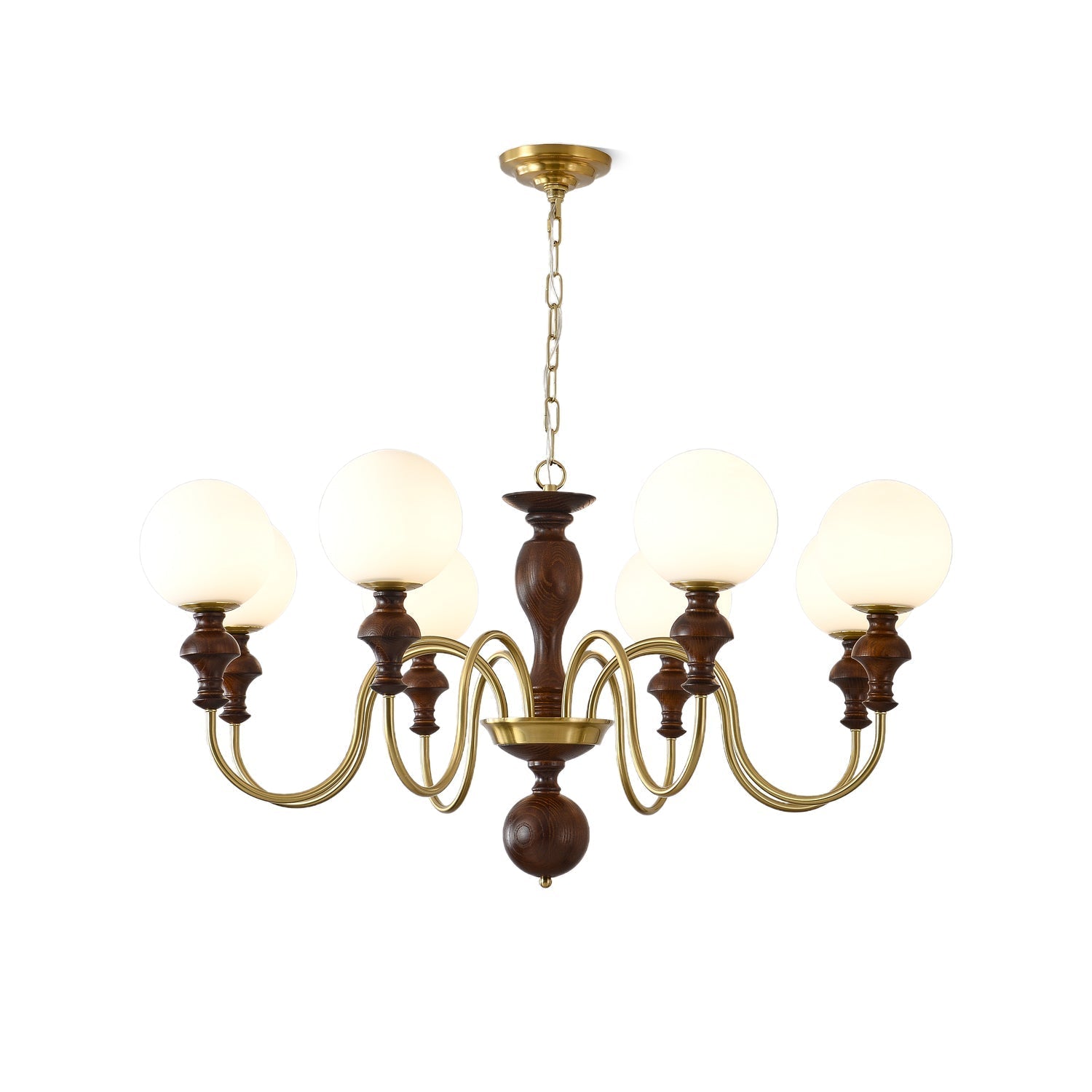 Lustra Kronleuchter Holz Messing Zeitlos Globus-Letslighting