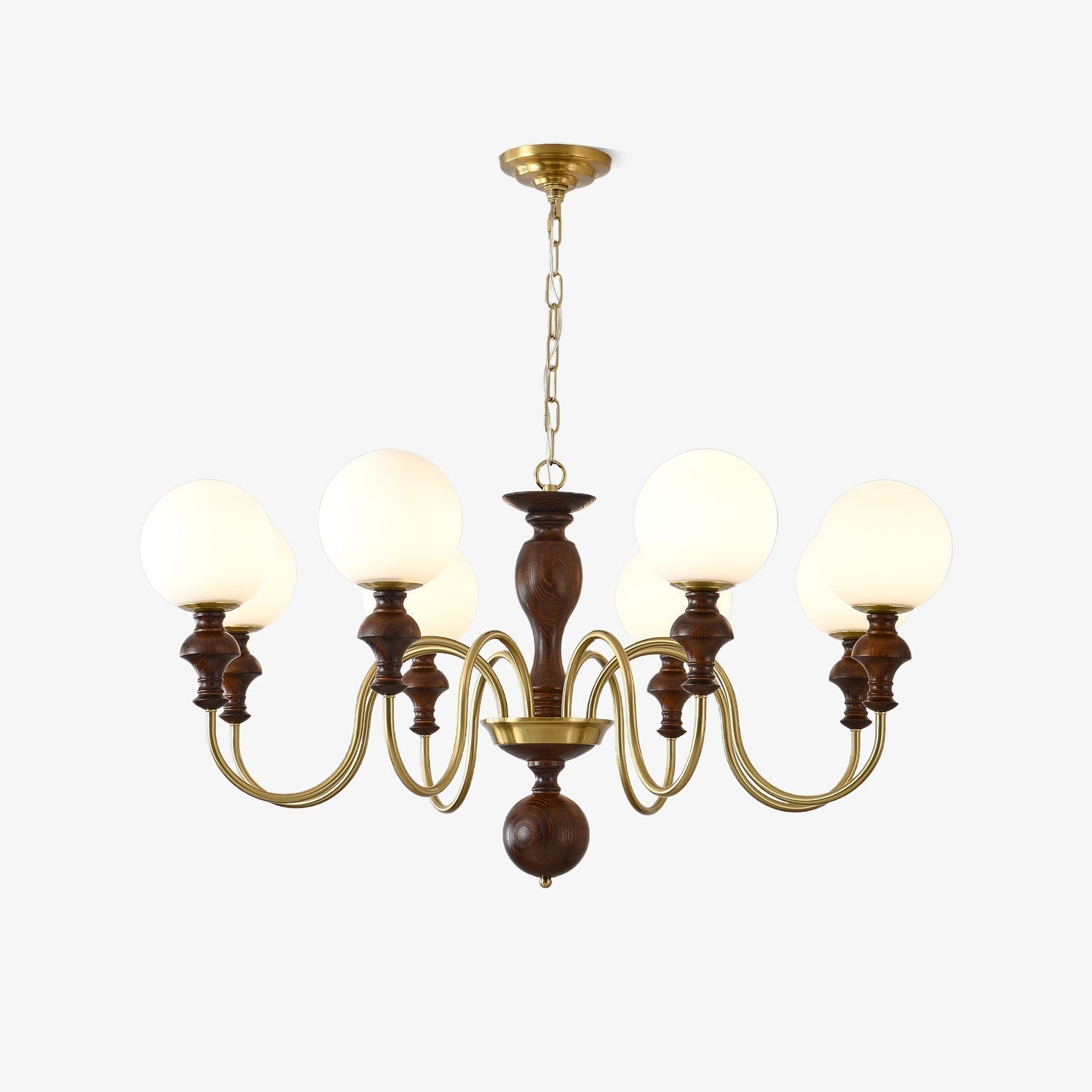 Lustra Kronleuchter Holz Messing Zeitlos Globus-Letslighting