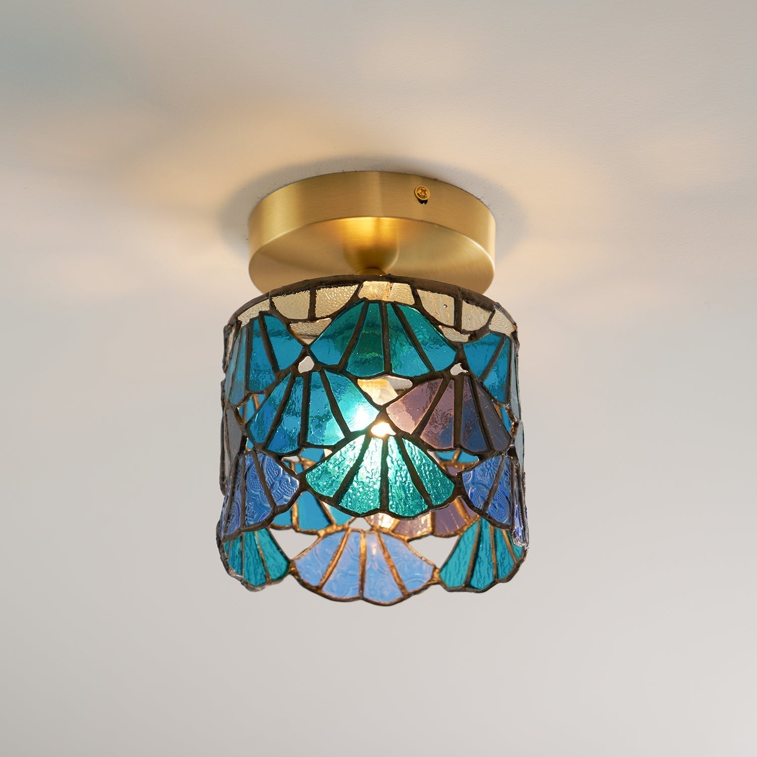 Rosavine Tiffany Buntglas Halb-Aufbaumontierte Leuchte-Letslighting