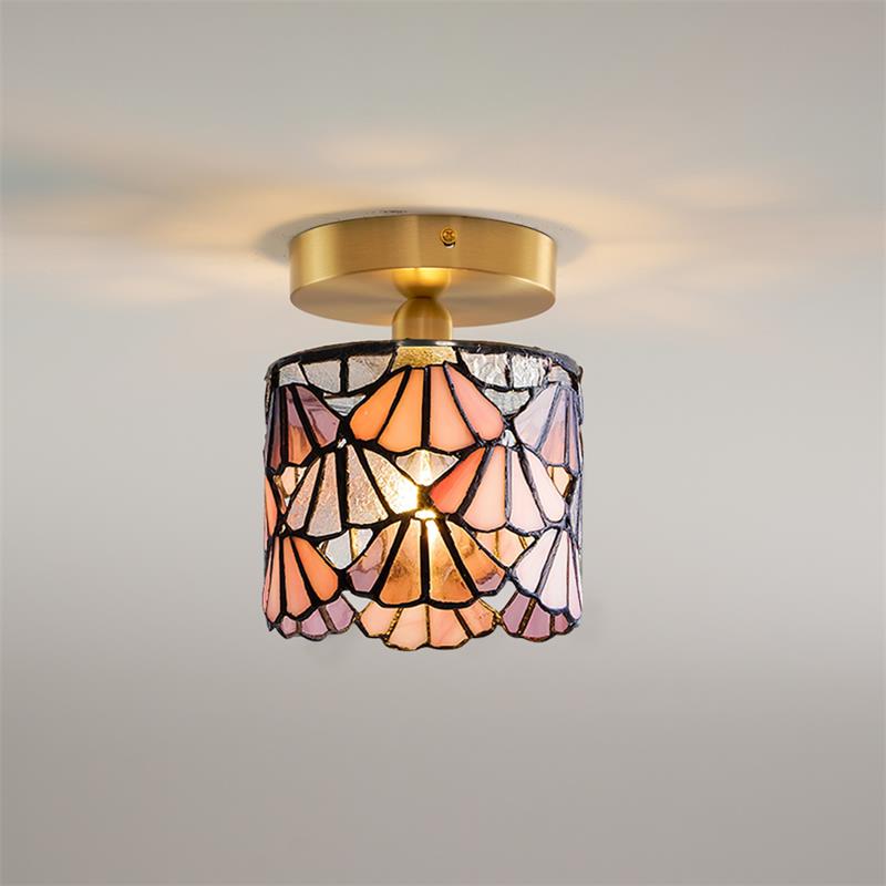 Rosavine Tiffany Buntglas Halb-Aufbaumontierte Leuchte-Letslighting