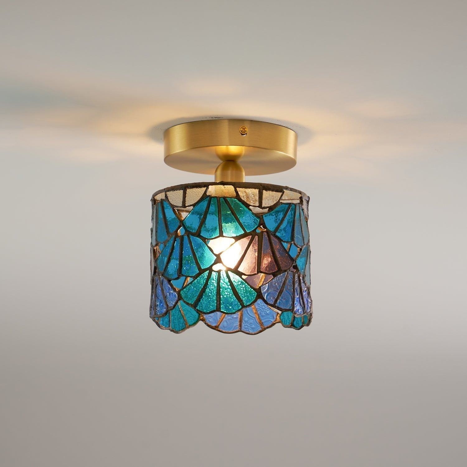Rosavine Tiffany Buntglas Halb-Aufbaumontierte Leuchte-Letslighting