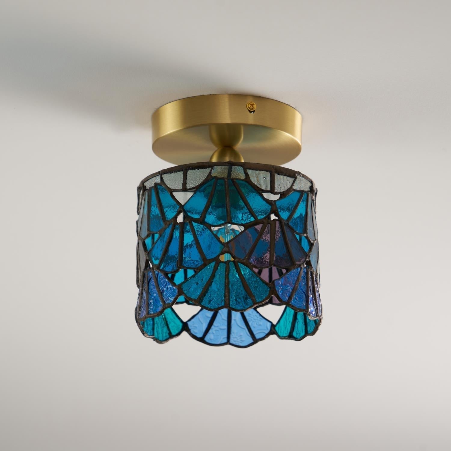 Rosavine Tiffany Buntglas Halb-Aufbaumontierte Leuchte-Letslighting