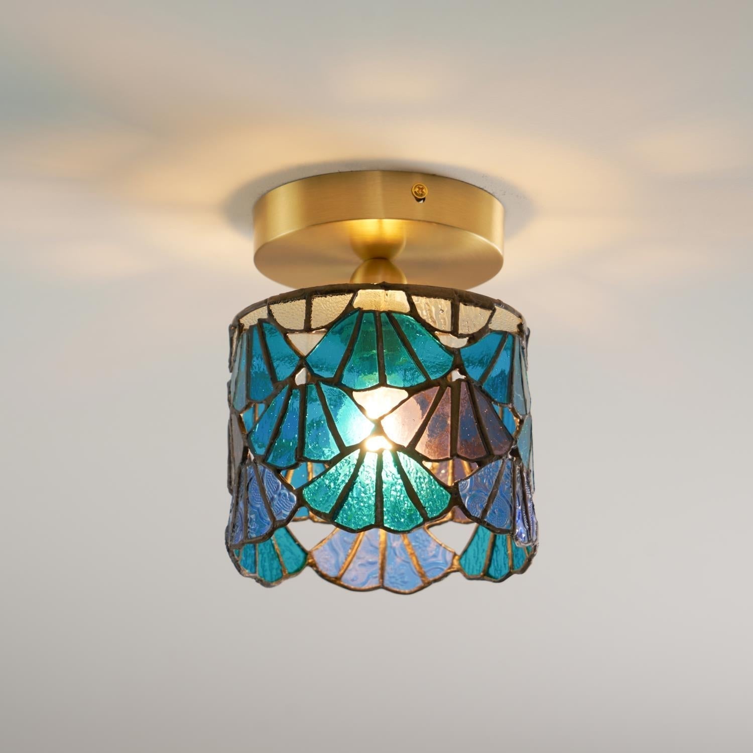 Rosavine Tiffany Buntglas Halb-Aufbaumontierte Leuchte-Letslighting