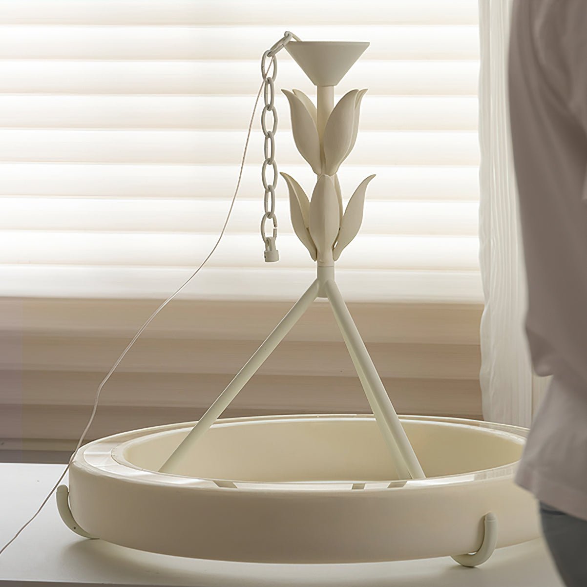 Lustra Kronleuchter Gips Weiß Floral Minimalistisch-Letslighting