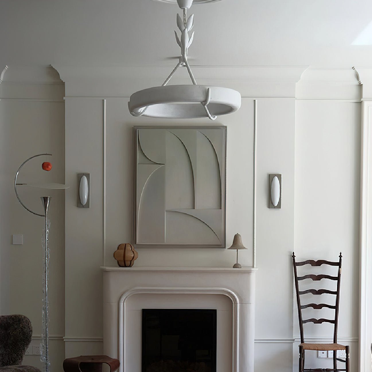 Lustra Kronleuchter Gips Weiß Floral Minimalistisch-Letslighting