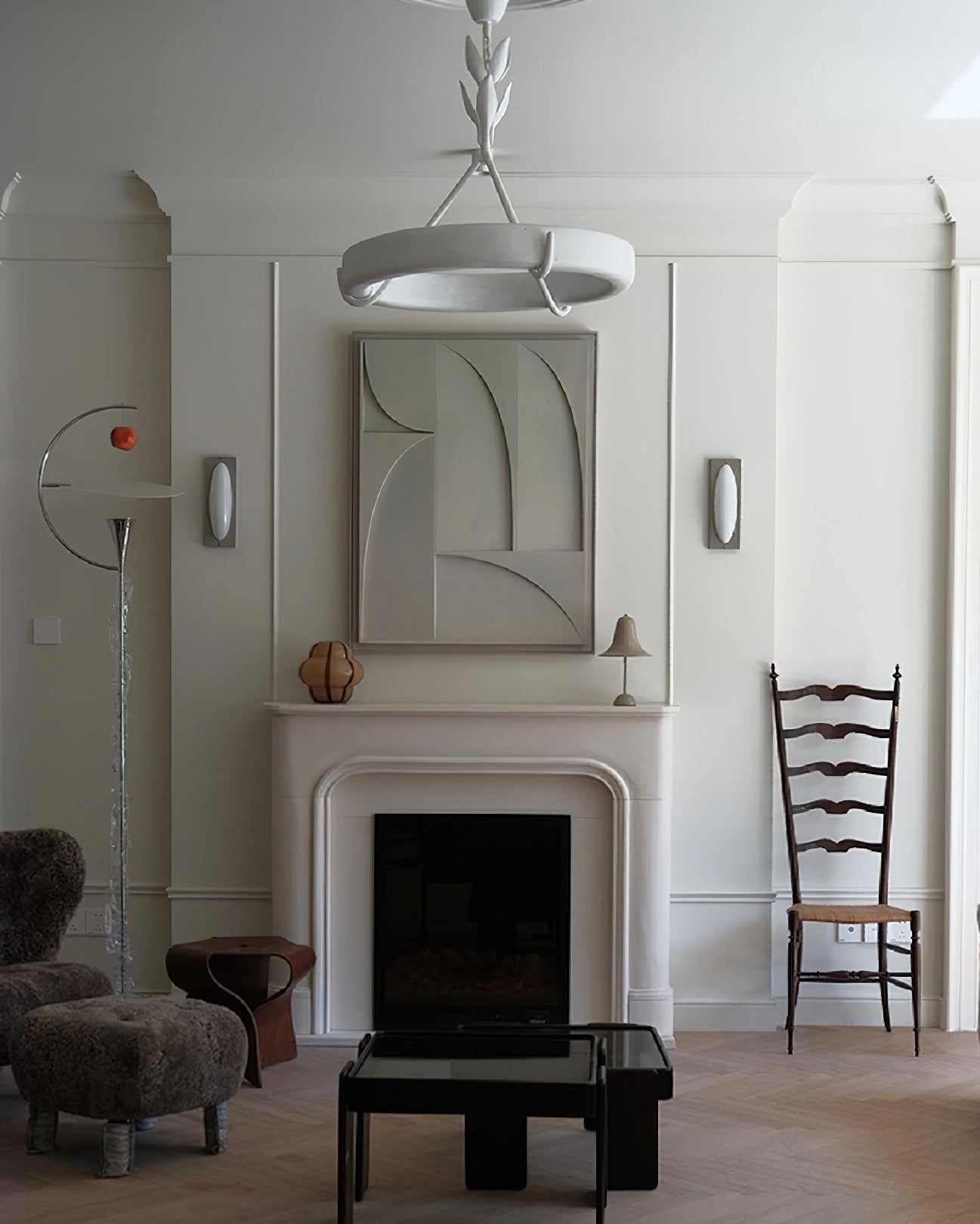 Lustra Kronleuchter Gips Weiß Floral Minimalistisch-Letslighting