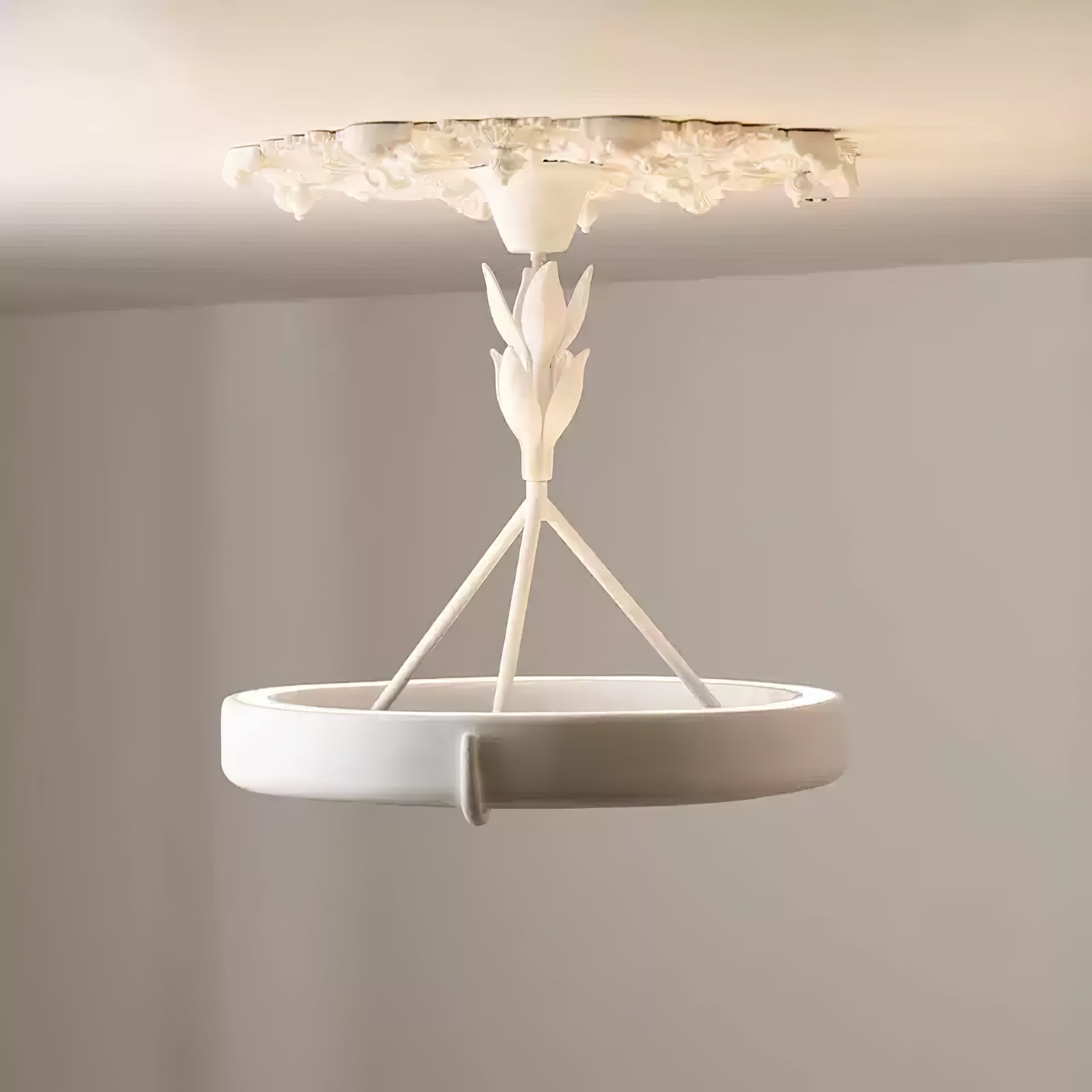 Lustra Kronleuchter Gips Weiß Floral Minimalistisch-Letslighting