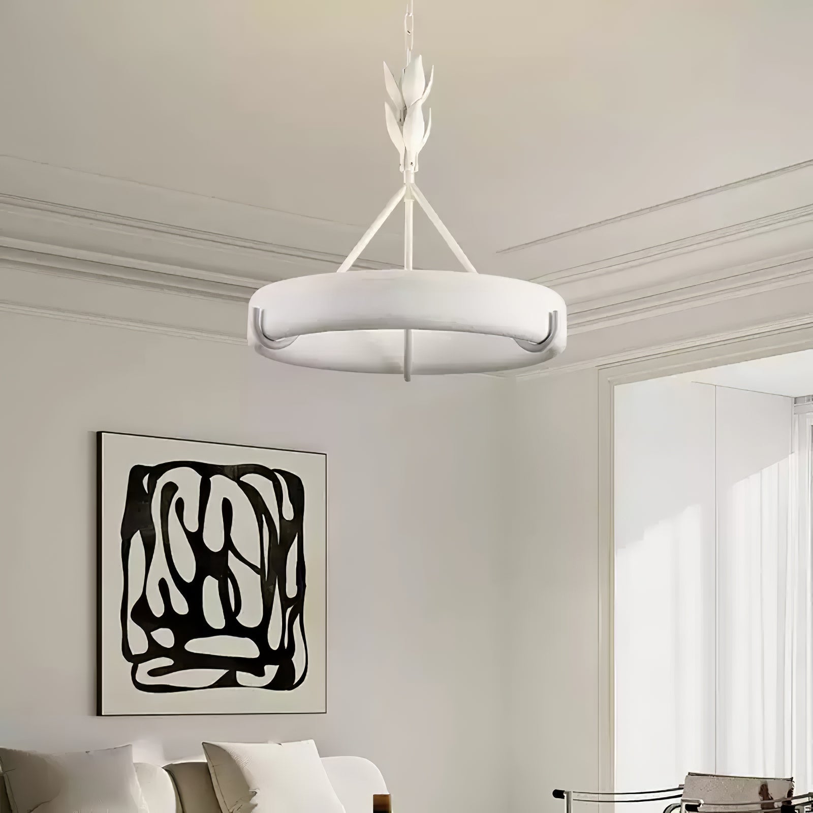 Lustra Kronleuchter Gips Weiß Floral Minimalistisch-Letslighting
