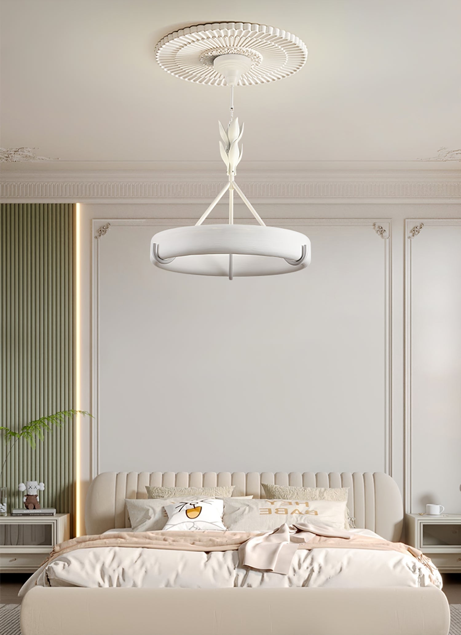 Lustra Kronleuchter Gips Weiß Floral Minimalistisch-Letslighting