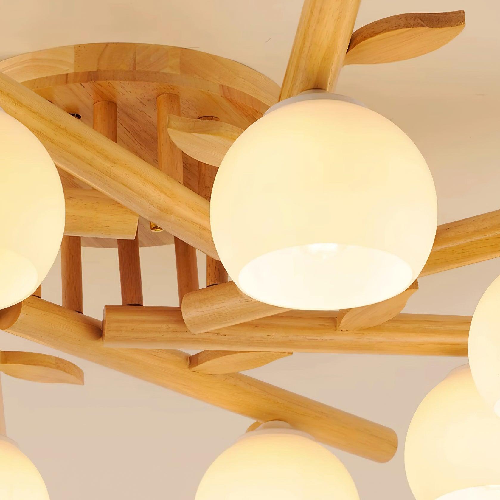 Deckenleuchte Holz Körper Glas Globen Organisch Warm Minimalistisch-Letslighting