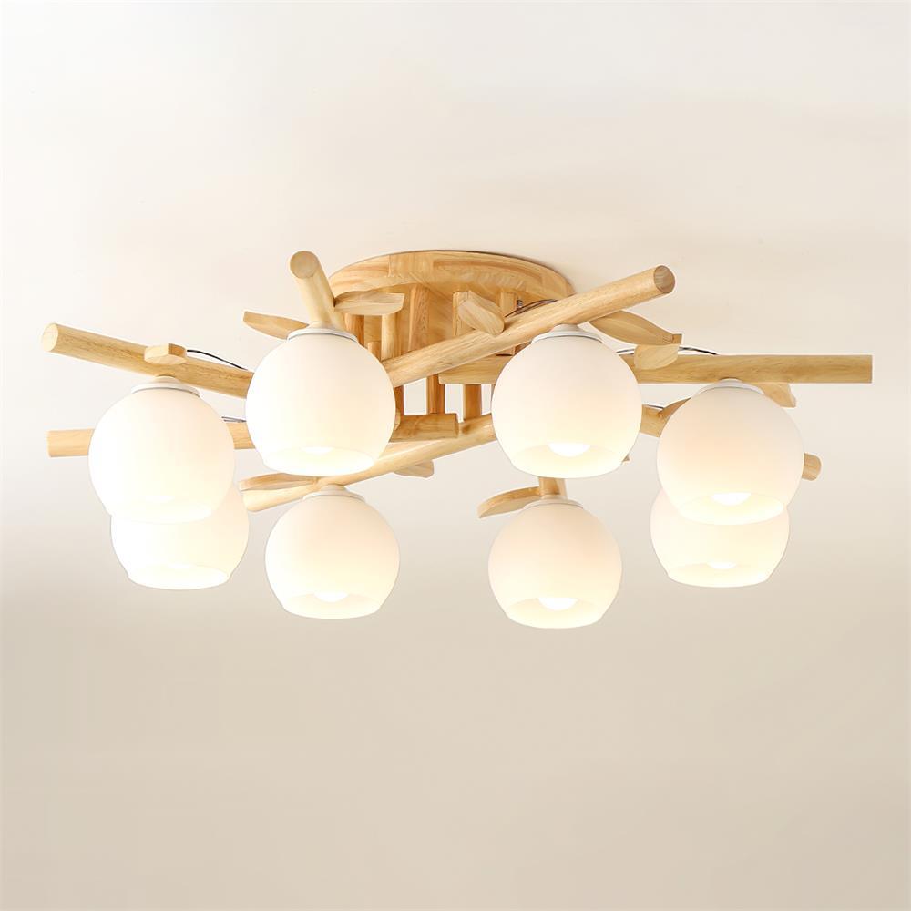 Deckenleuchte Holz Körper Glas Globen Organisch Warm Minimalistisch-Letslighting