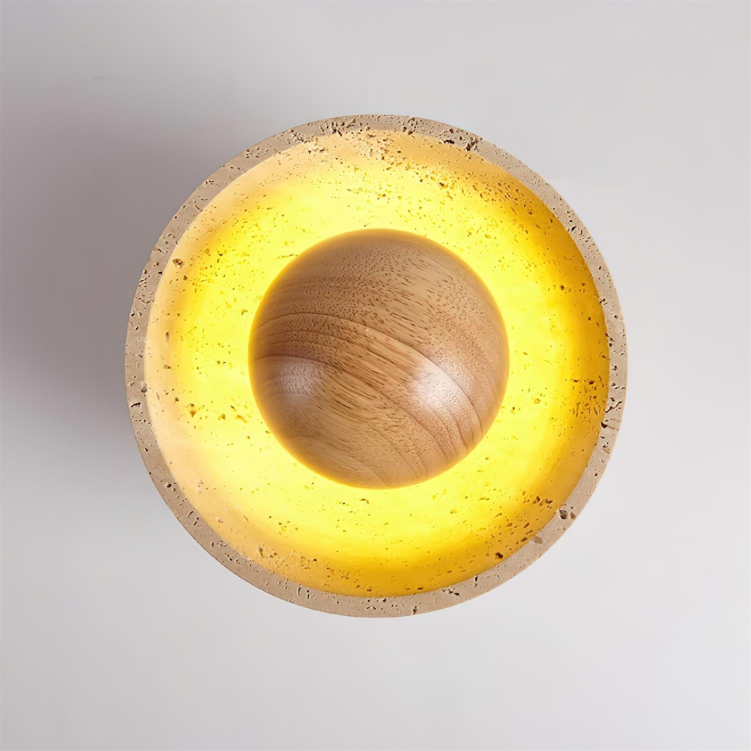 Cavora Ceiling Light Travertine Wood Dome Shape - Letslighting