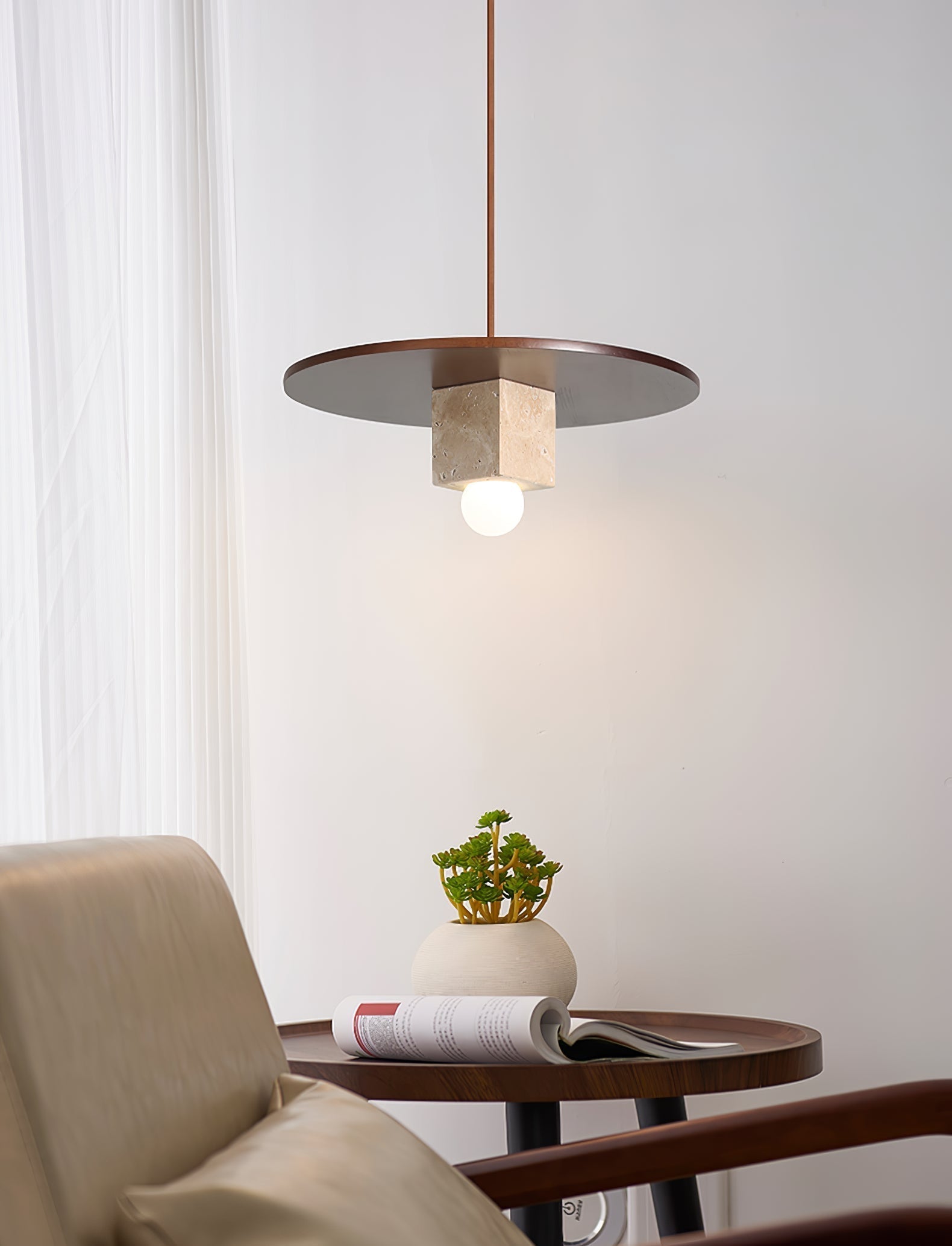 Ucariel Geometric Travertine Pendant Light - Neutralighting