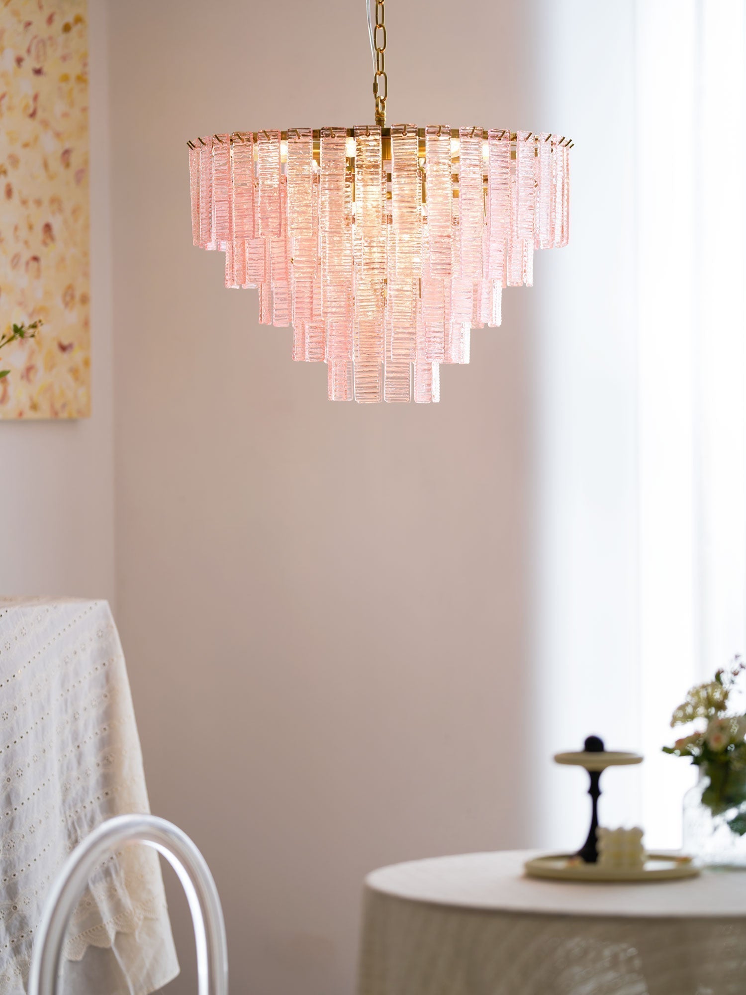 Aurora Chandelier Pink Murano Glass Layered Vintage Luxury - Neutralighting