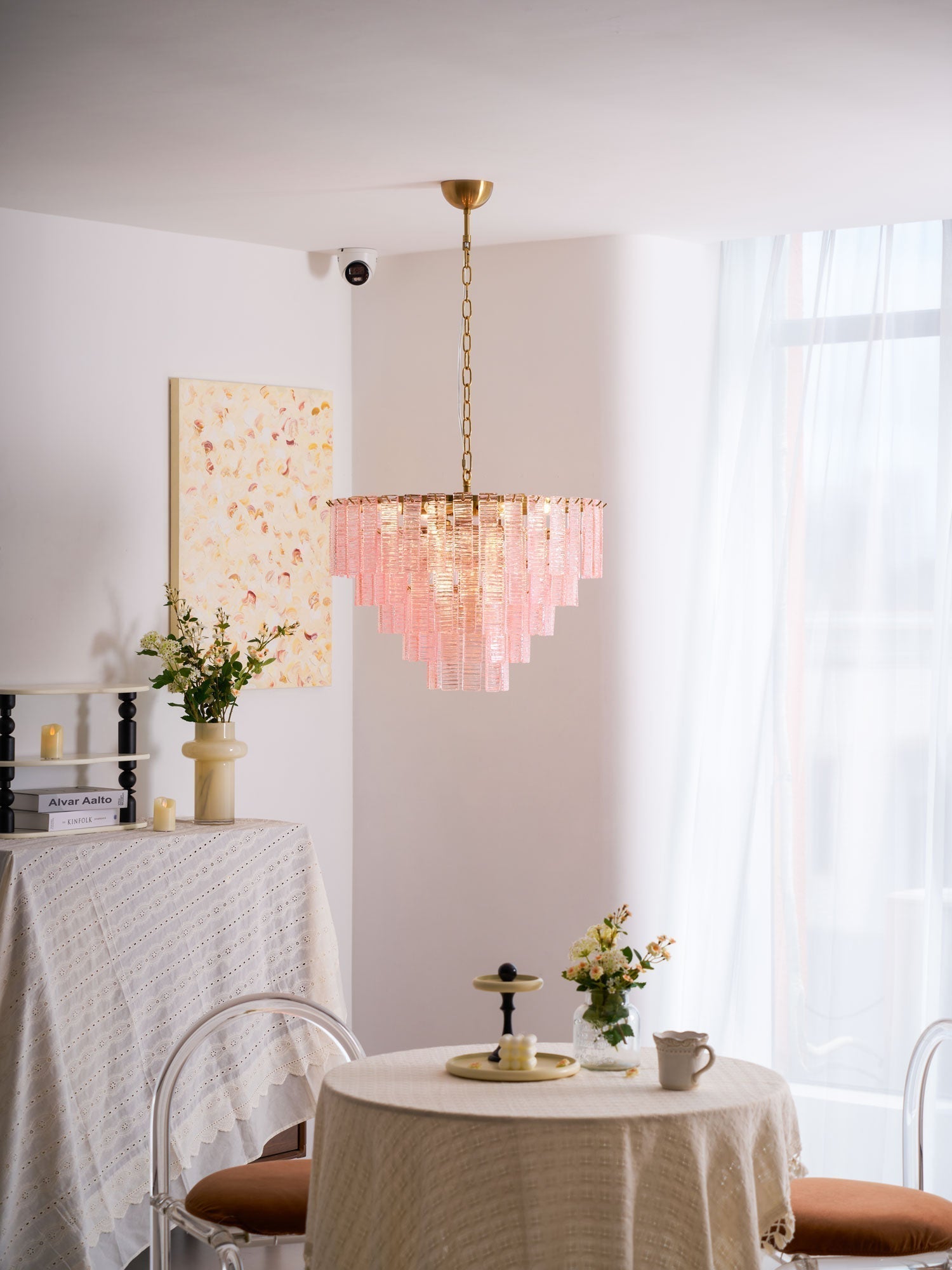 Aurora Chandelier Pink Murano Glass Layered Vintage Luxury - Neutralighting