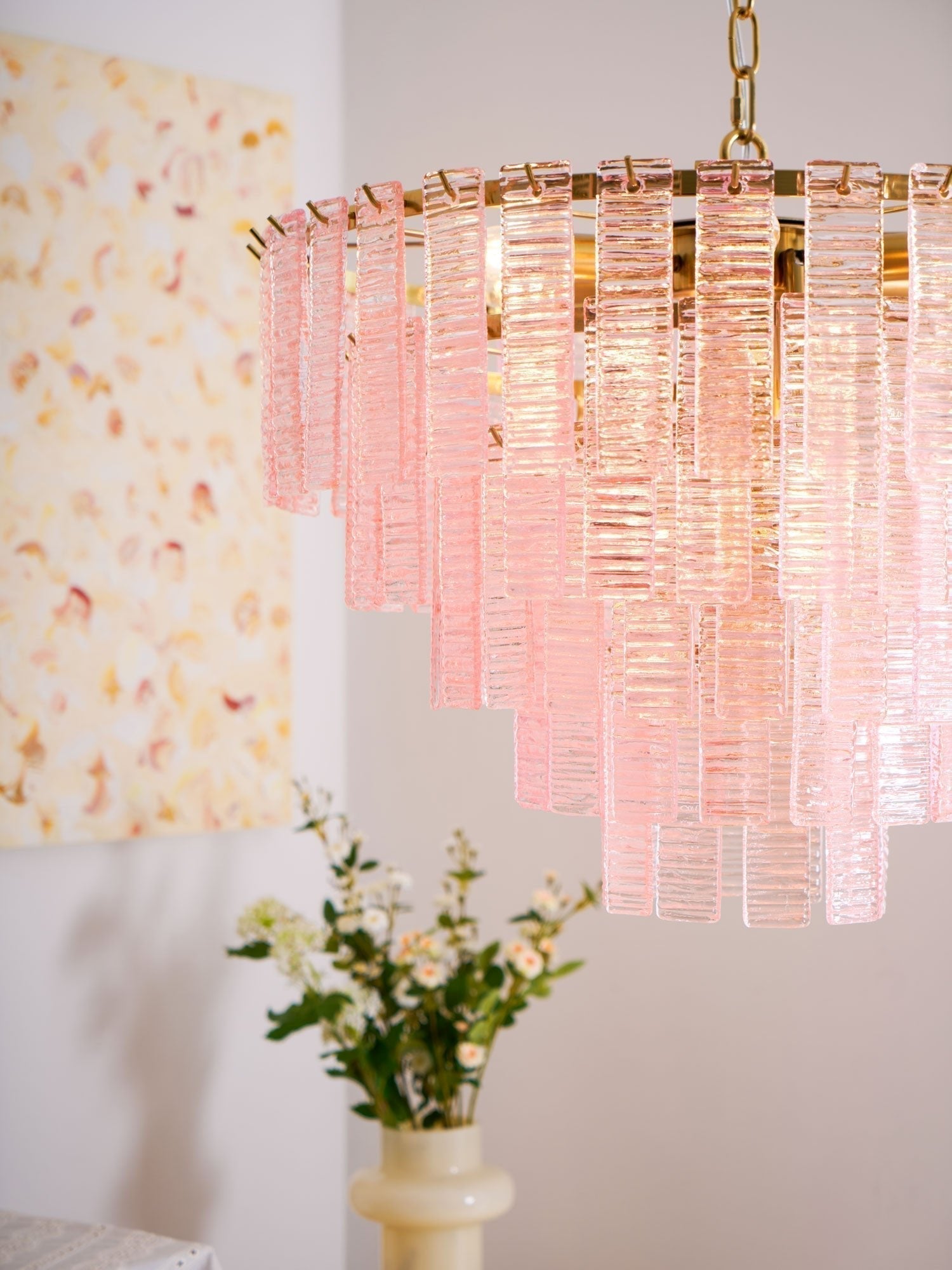 Aurora Chandelier Pink Murano Glass Layered Vintage Luxury - Neutralighting