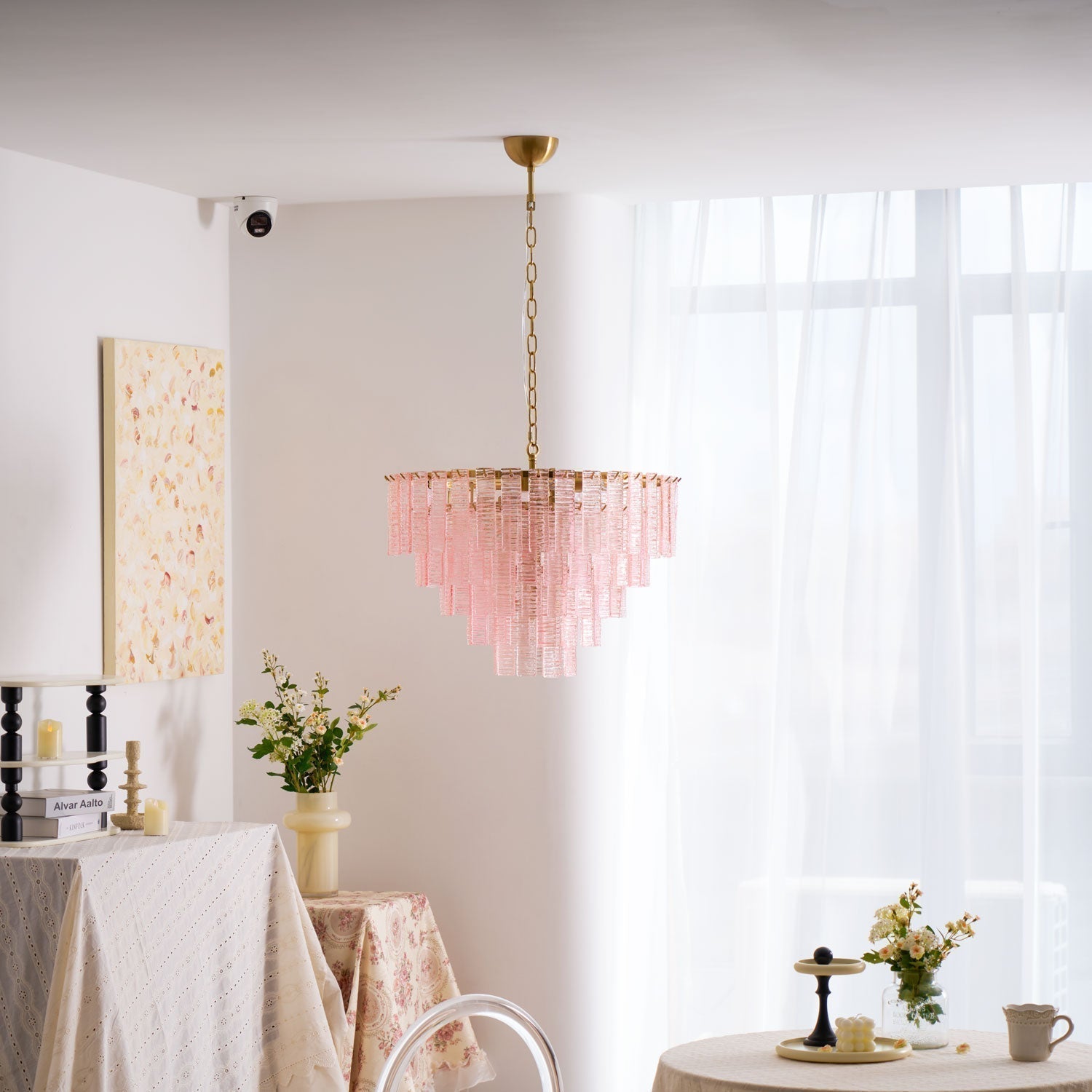 Aurora Chandelier Pink Murano Glass Layered Vintage Luxury - Neutralighting
