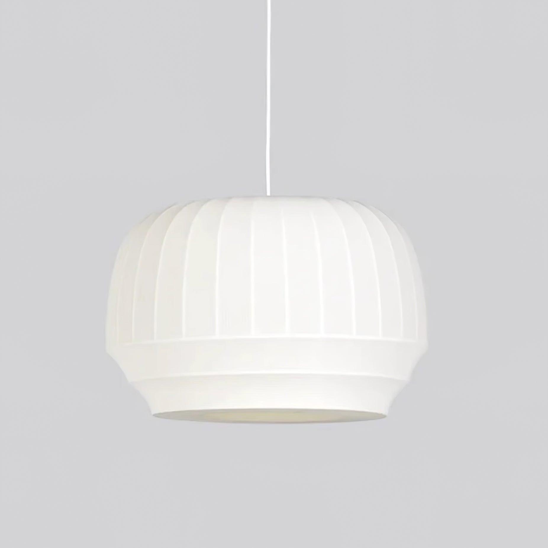 Pendant Lamp Silk Shade White Fabric Vertical Lines Soft Modern Minimalist - Letslighting