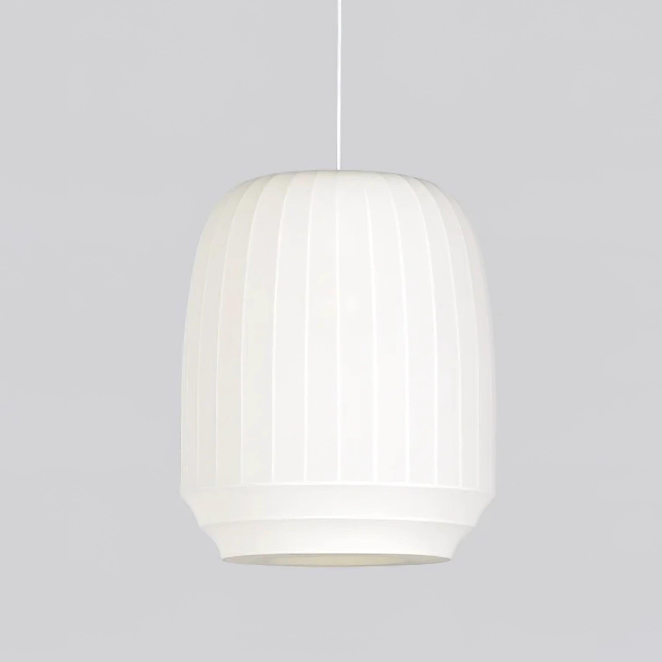 Pendant Lamp Silk Shade White Fabric Vertical Lines Soft Modern Minimalist - Letslighting