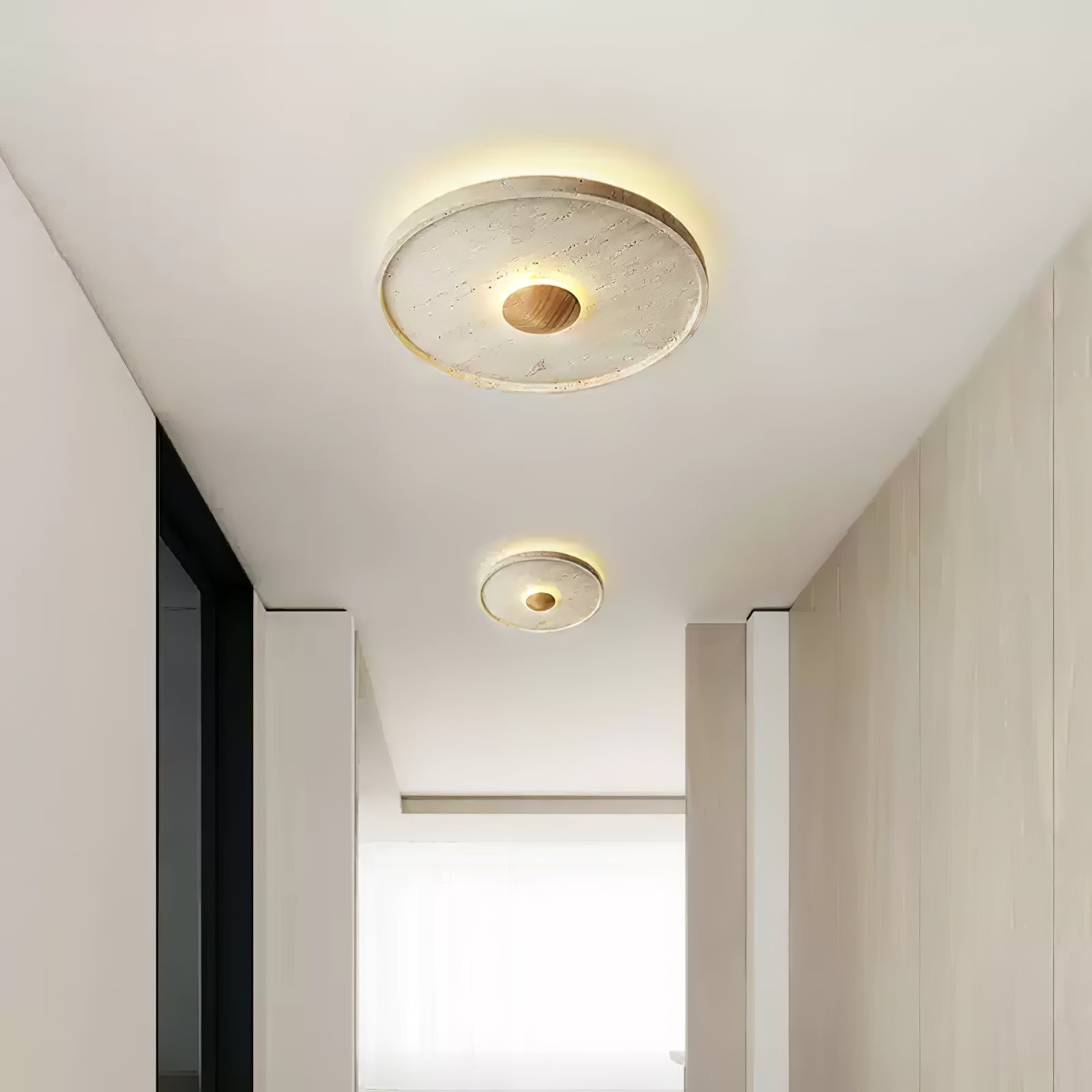 Lumiround Disc Inset Travertine Ceiling Light - Neutralighting