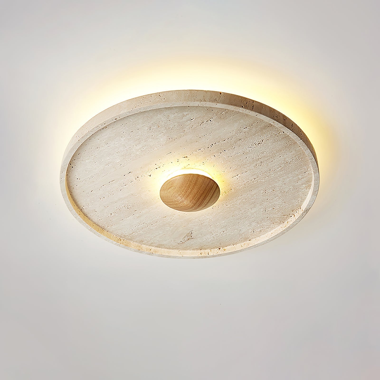 Lumiround Disc Inset Travertine Ceiling Light - Neutralighting