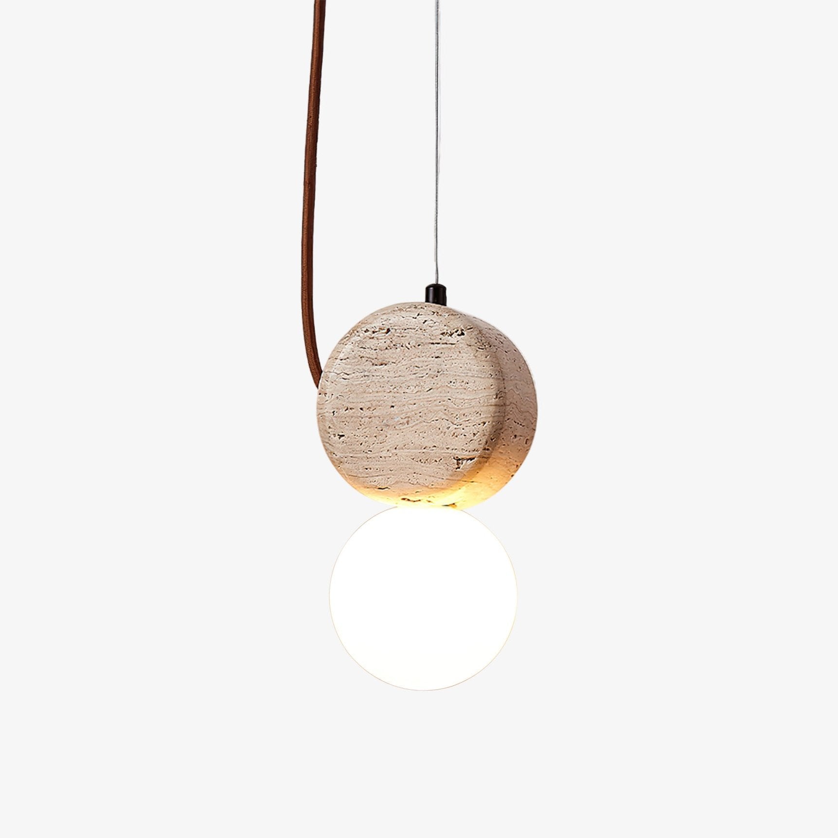 Zosolyra Double-Disc Travertine Pendant Light - Neutralighting