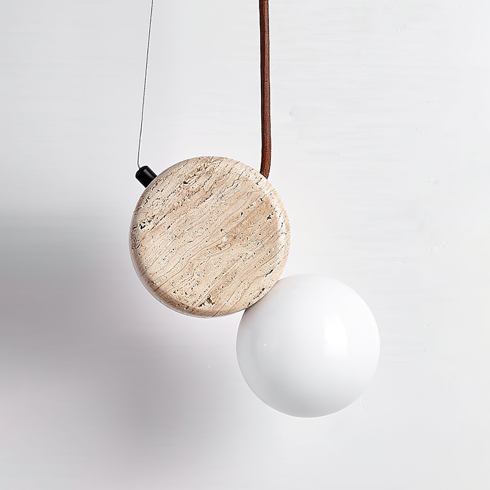 Zosolyra Double-Disc Travertine Pendant Light - Neutralighting