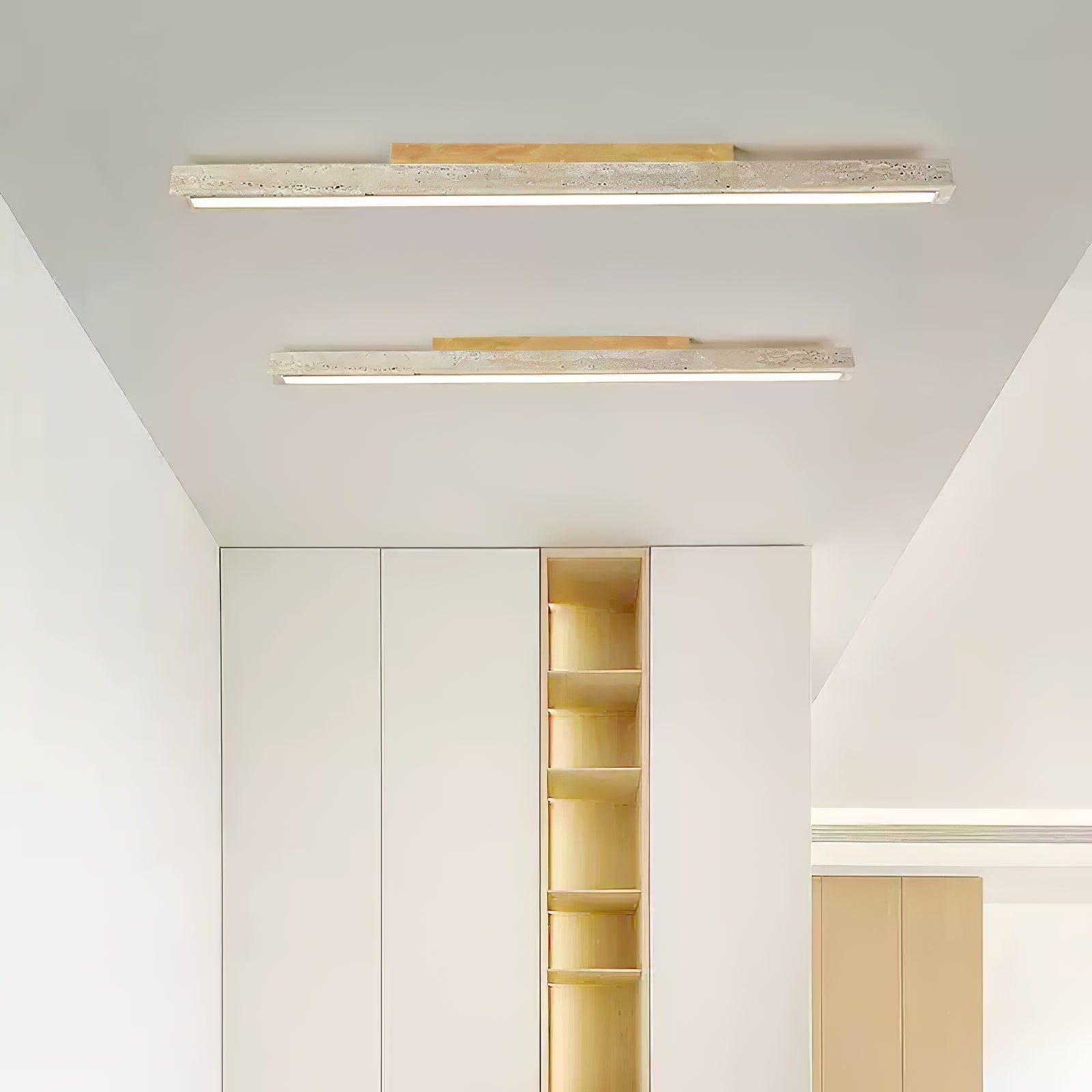 Orvenarae Minimalist Travertine Linear Ceiling Light - Neutralighting