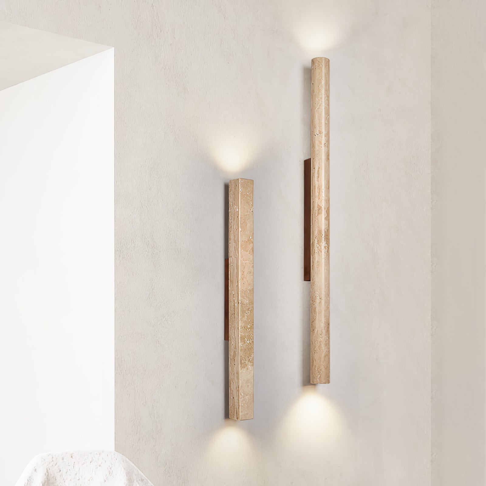 Cathais Minimalist Travertine Wall Light - Neutralighting