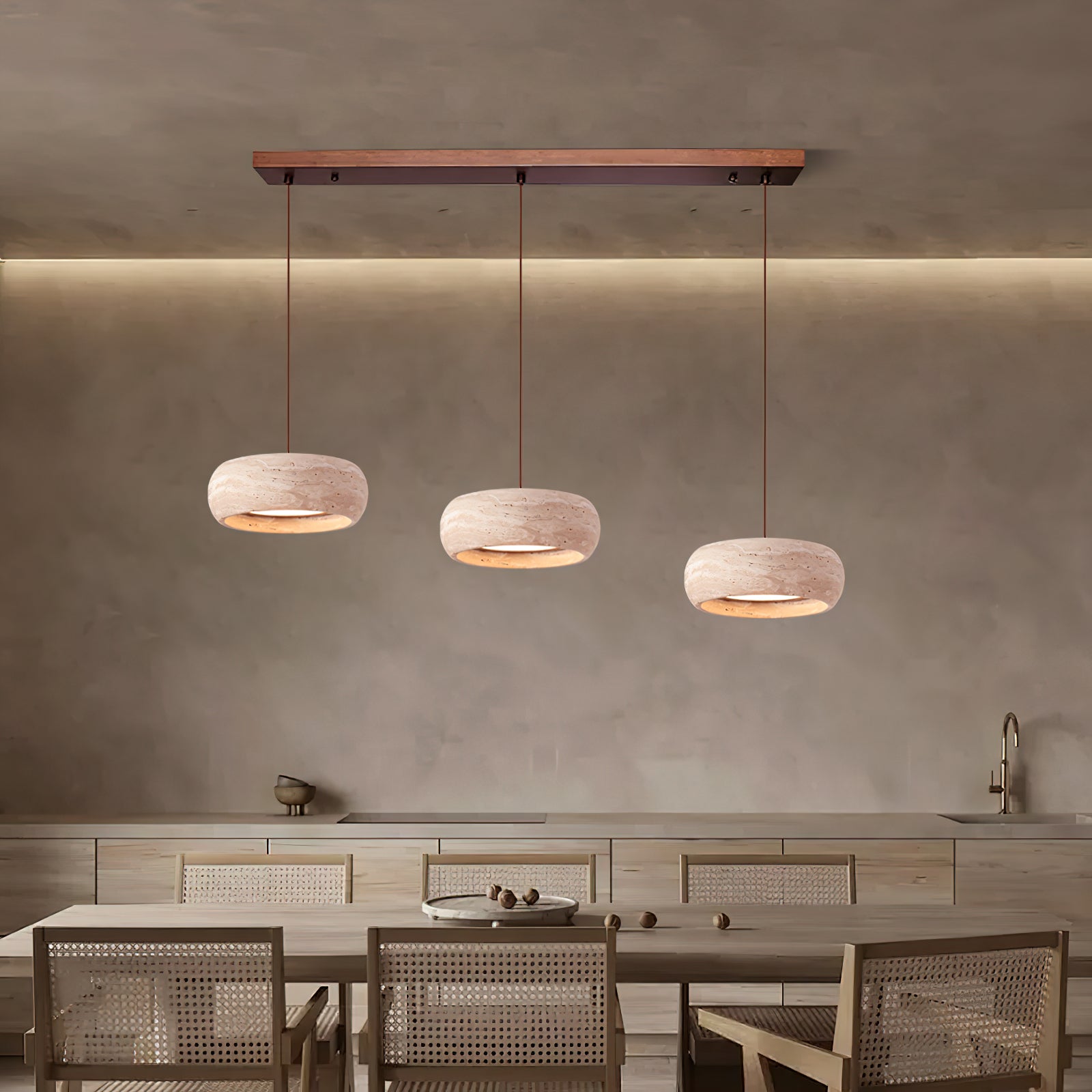 Eurvaran Modern Minimalist Drum Travertine Pendant Lamp - Letslighting