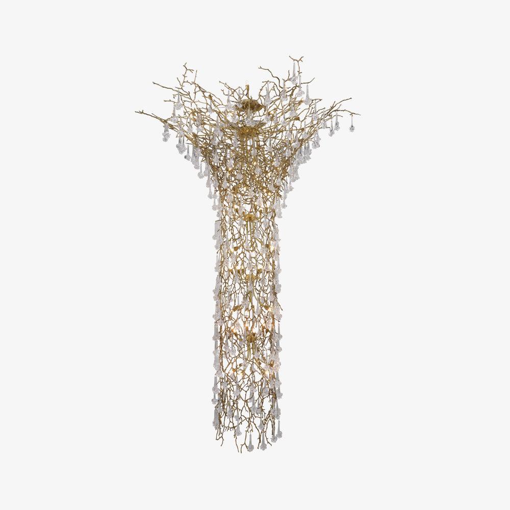 Abeleisa Tree Branch Staircase Brass Crystal Chandelier - Blowlighting