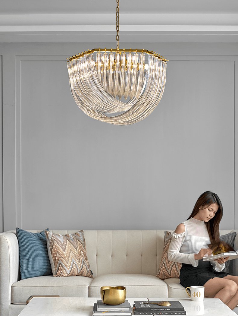 Aurora Chandelier Clear Curved Tiered - Blowlighting