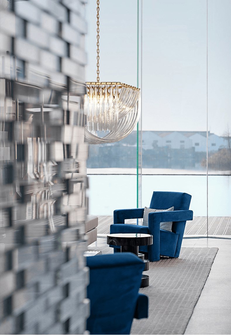 Aurora Chandelier Clear Curved Tiered - Blowlighting