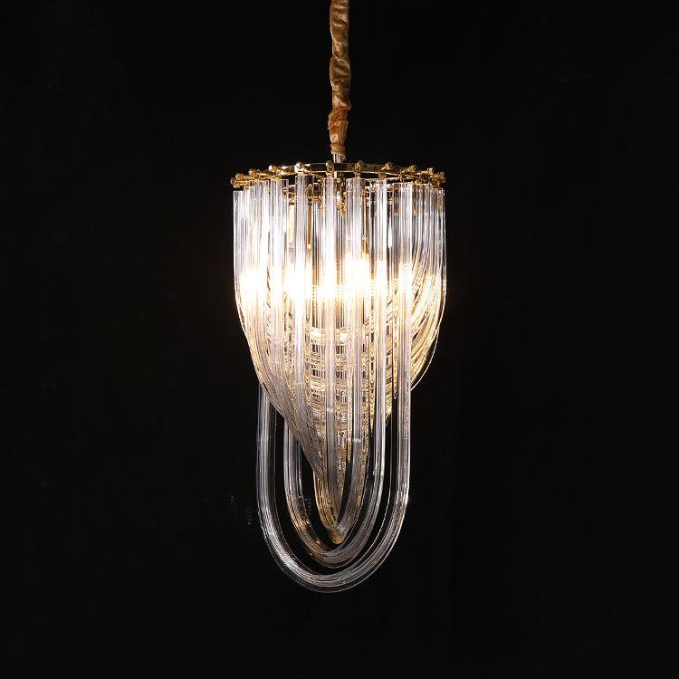 Aurora Chandelier Clear Curved Tiered - Blowlighting